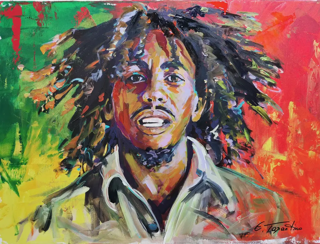 Bob Marley Porträt in Acryl